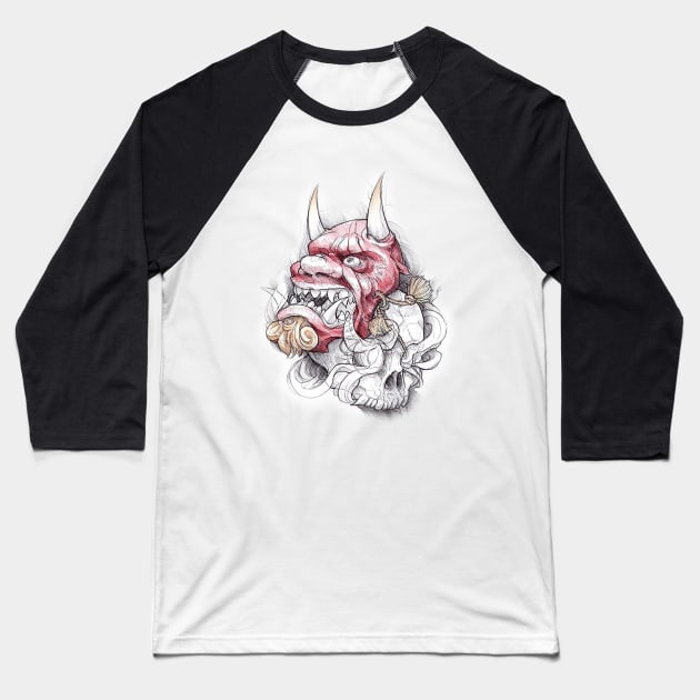 Tribal skull Baseball T-Shirt by JuicypeachXx